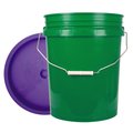 World Enterprises Bucket, 12 in H, Green and Purple 5GRN,345PPL